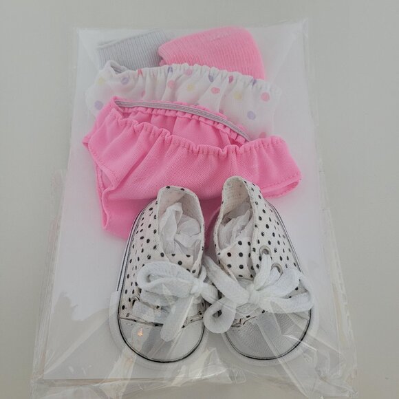Other - Cute White Canvas Sneakers with Black Polka Dots, Two Pairs Socks & Panties